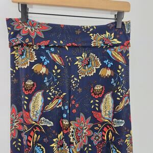 J USA Paisley Floral Pull On Wide Leg Palazzo Pant Boho Retro Hippie Chic Size L